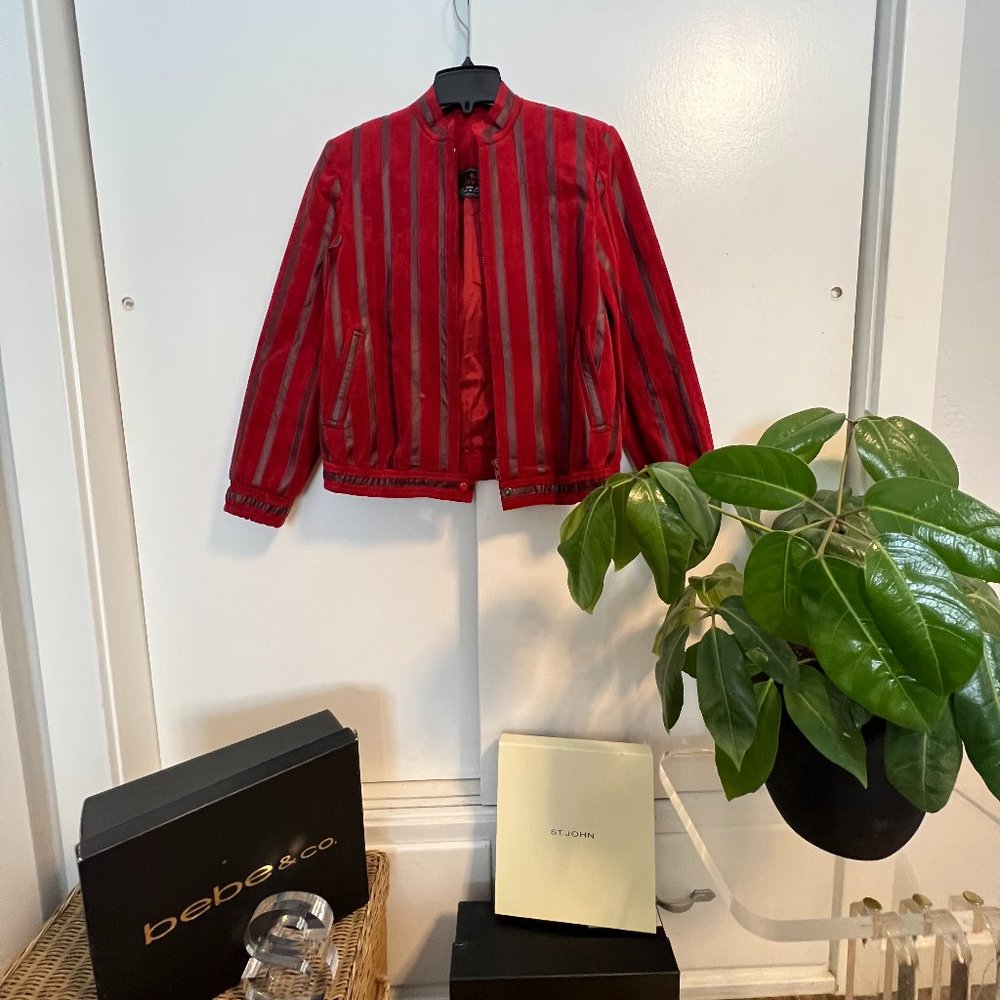 Suede striped red jacket